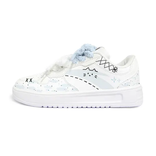 Anta Easy Slip Resistant Abrasion Resistant Low top Skateboard Shoes Unisex White Blue