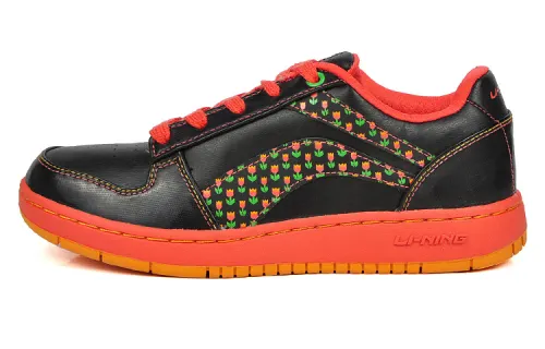 Li Ning Synthetic Leather Fashion Cushioning Slip Resistant Abrasion Resistant Low top Skateboard Shoes Women's