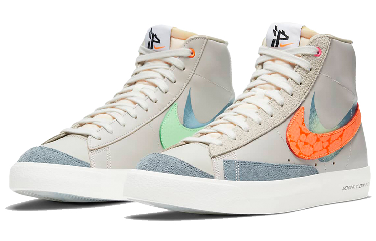 Мужские кеды Nike Blazer 77 (серый / оранжевый / синий) — фото 3