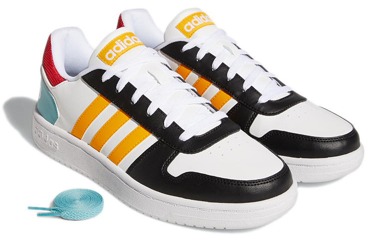 Мужские кеды adidas neo Hoops 2.0 (бело-черно-желтый) — фото 3
