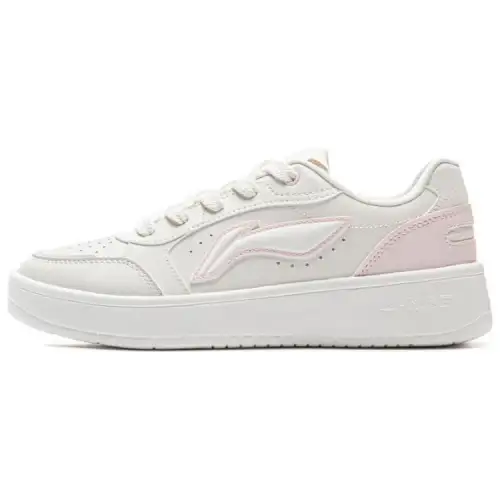 Li Ning Sycee Pure Slip Resistant Abrasion Resistant Low top Skateboard Shoes Women's White Pink