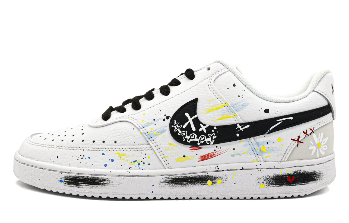 Nike Court Vision Low top Skateboard Shoes Men's White Black
