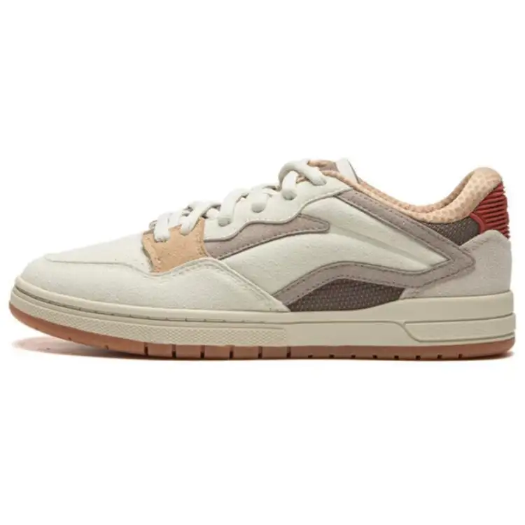 Li Ning Cow Leather Slip Resistant Abrasion Resistant Low top Skateboard Shoes Women's Beige Umber