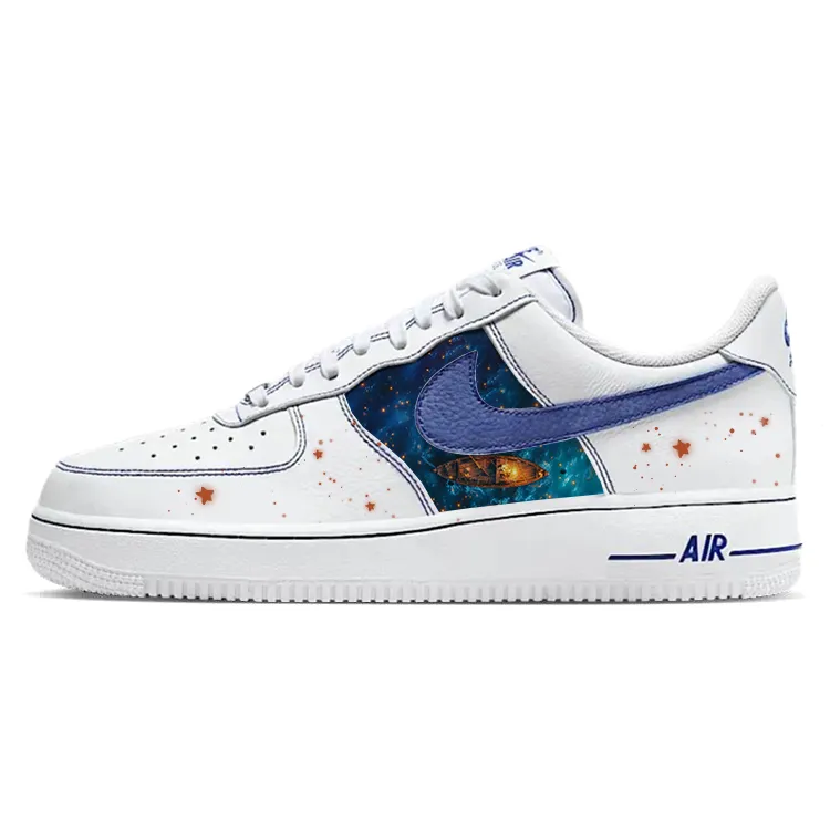 Nike Air Force 1 Slip Resistant Cushioning Breathable Low top Skateboard Shoes Unisex White Blue