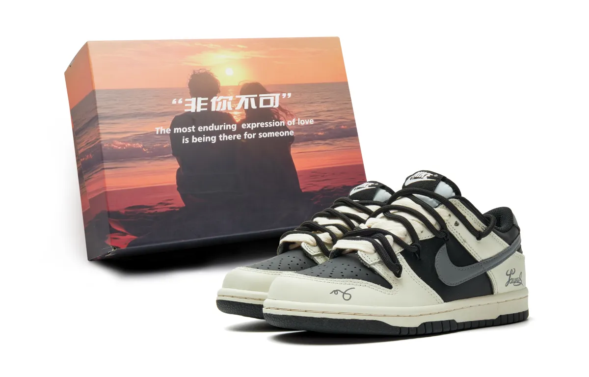 Nike Dunk Abrasion Resistant Low top Skateboard Shoes Unisex Beige Gray Black