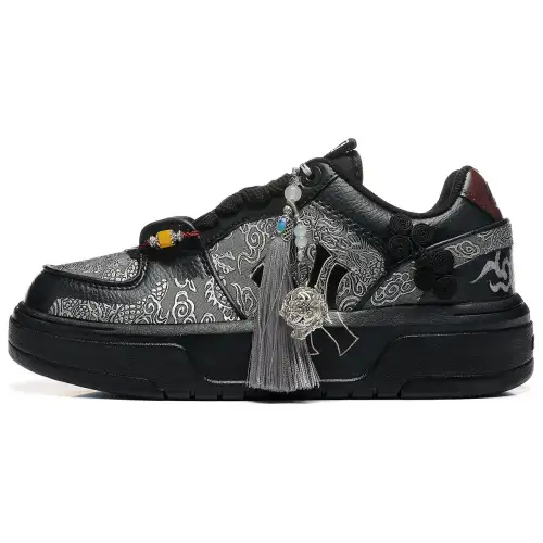 MLB Chunky Liner Pu Abrasion Resistant Height Increasing Low top Skateboard Shoes Unisex Black