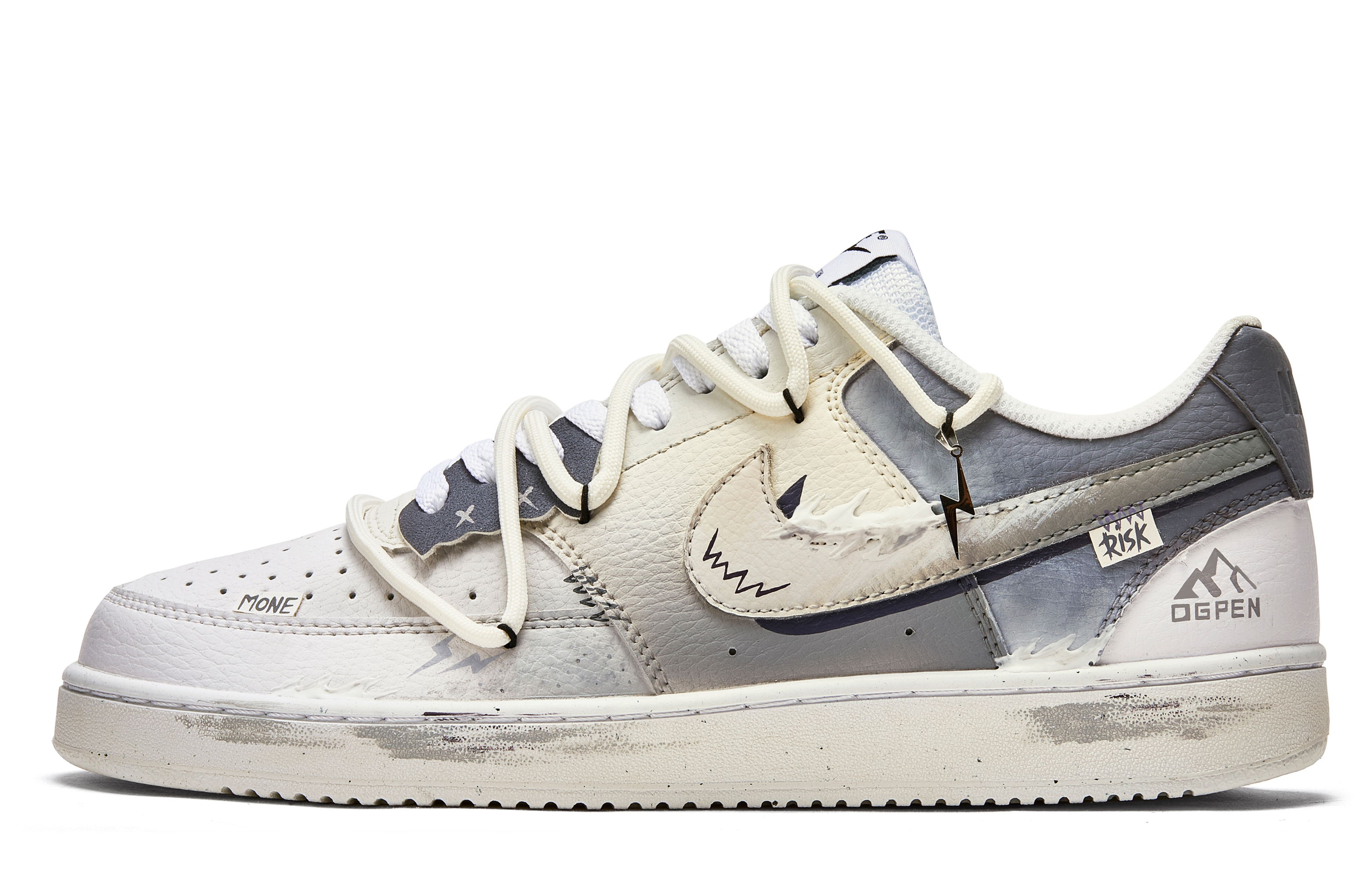 Nike Court Vision 1 Slip Resistant Abrasion Resistant Low top Skateboard Shoes Men's Gray White