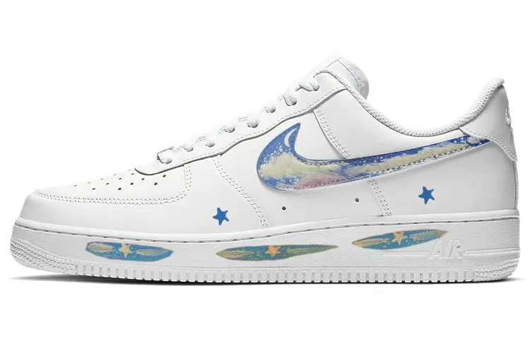 Nike Air Force 1 Slip Resistant Cushioning Abrasion Resistant Low top Skateboard Shoes Women's White Blue