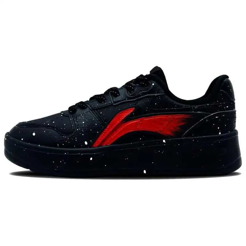 Li Ning Cushioning Abrasion Resistant Cushioning, Wear Resistant Low top Skateboard Shoes Men's Black Red