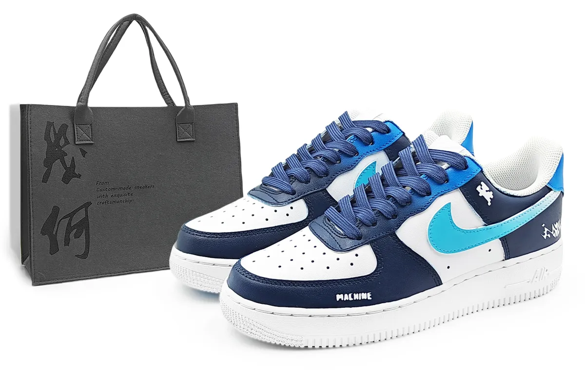 Nike Air Force 1 Abrasion Resistant Low top Skateboard Shoes Men's Dark Blue