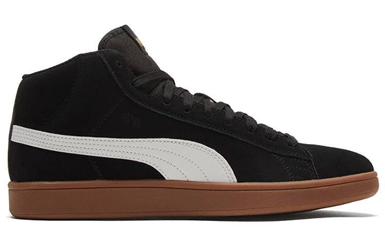 Кеды PUMA Smash v2 Mid (черно-бело-коричнево-золотые) — Чёрный / белый / коричневый / золотой — фото 2