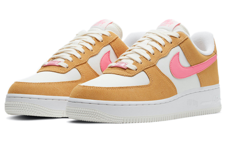 Женские кеды Nike Air Force 1 (желто-розово-белые) — Жёлтыйрозовыйбелый — фото 3
