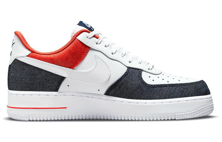 Мужские кроссовки Nike Air Force 1 "USA Denim" (белый / синий / красный) — фото 2