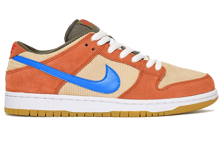 Кеды Nike Dunk SB Pro Corduroy (каки-коричневые) — Оранжевый / синий — фото 2
