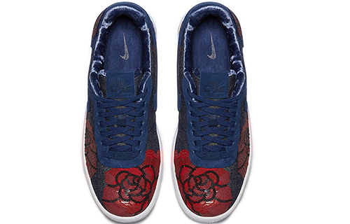 Женские кеды Nike Air Force 1 Denim Rose (сине-бело-красные) — Синий / синий — фото 3