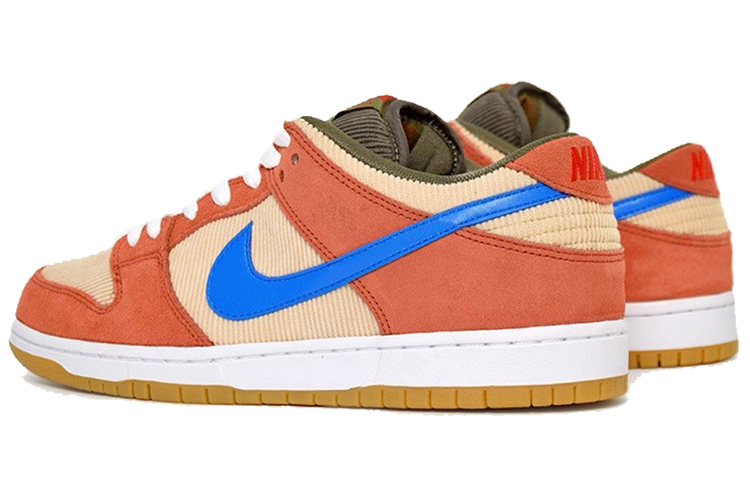 Кеды Nike Dunk SB Pro Corduroy (каки-коричневые) — Оранжевый / синий — фото 4