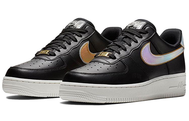 Женские кроссовки Nike Air Force 1 (черно-золотые) — фото 2