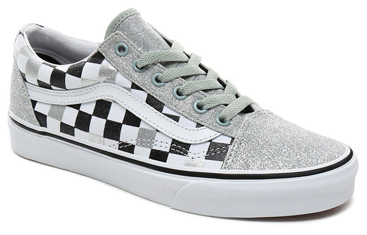 Женские кеды Vans Old Skool Glitter Checkerboard' (серые) — фото 3