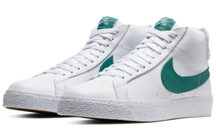 Кеды Nike Blazer Mid (бело-зеленые) — Белыйзелёный — фото 3