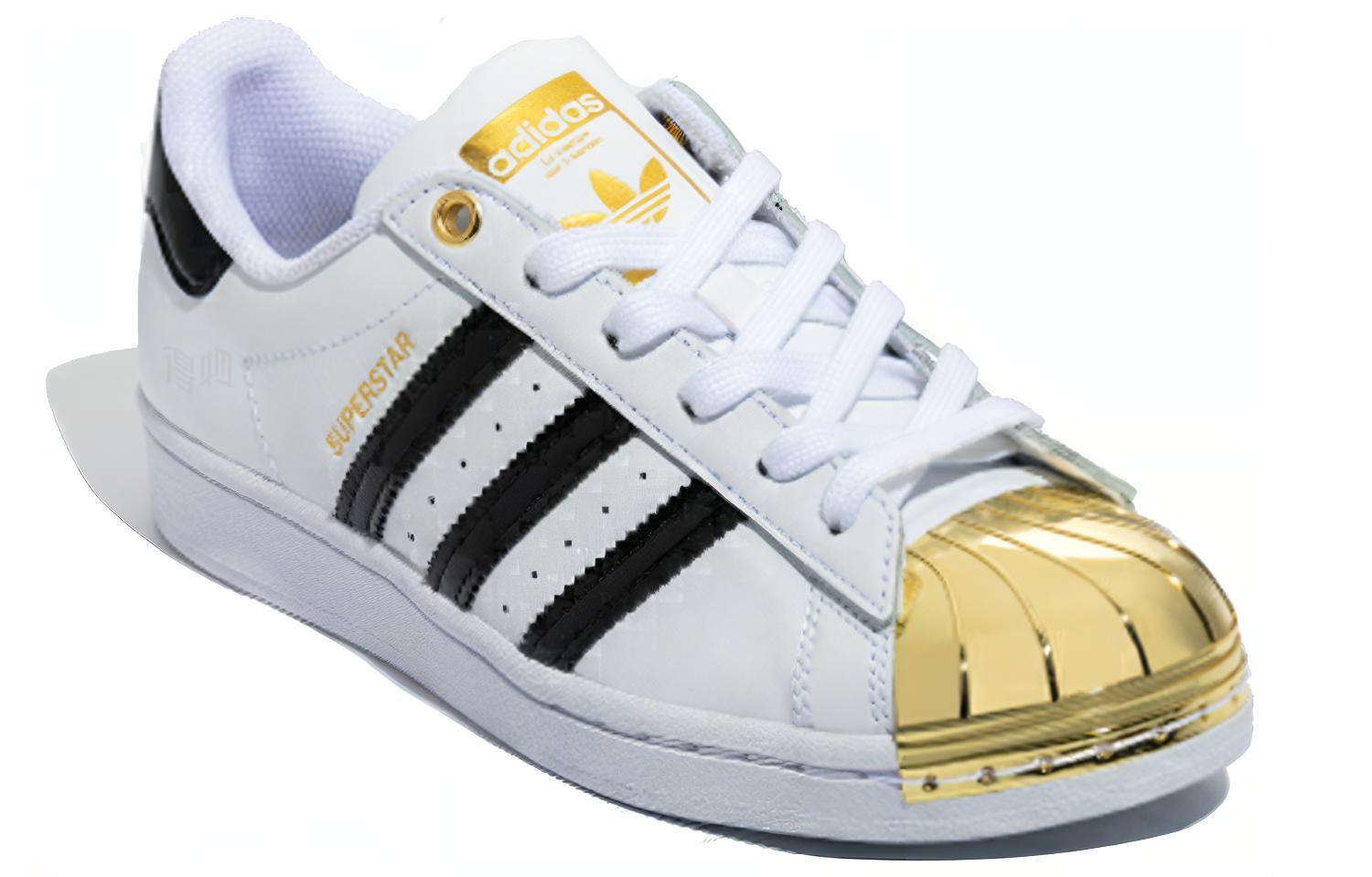 Женские кеды adidas originals Superstar Metal Toe (черно-белые с золотым) — фото 3
