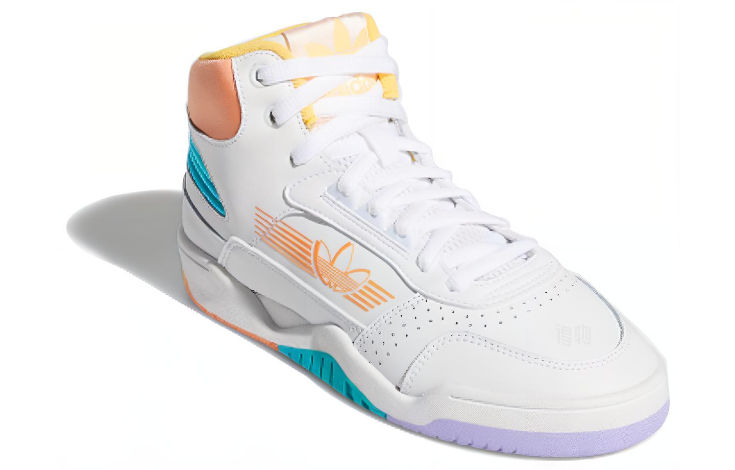 Женские кеды adidas originals Carerra (белые с оранжевым и синим) — Белый / оранжевый / синий — фото 2