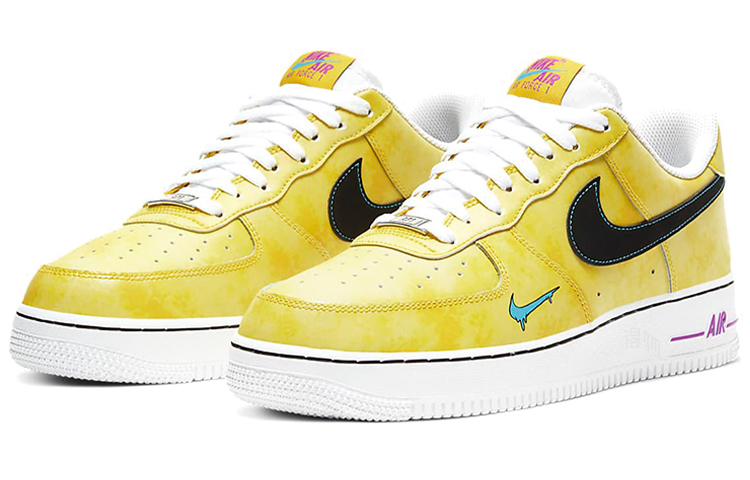 Мужские кроссовки Nike Air Force 1 LV8 3 Peace, Love, and Basketball (желтый / белый / синий) — Жёлтый / белый / синий — фото 3
