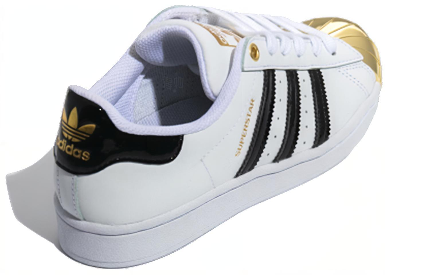 Женские кеды adidas originals Superstar Metal Toe (черно-белые с золотым) — фото 4