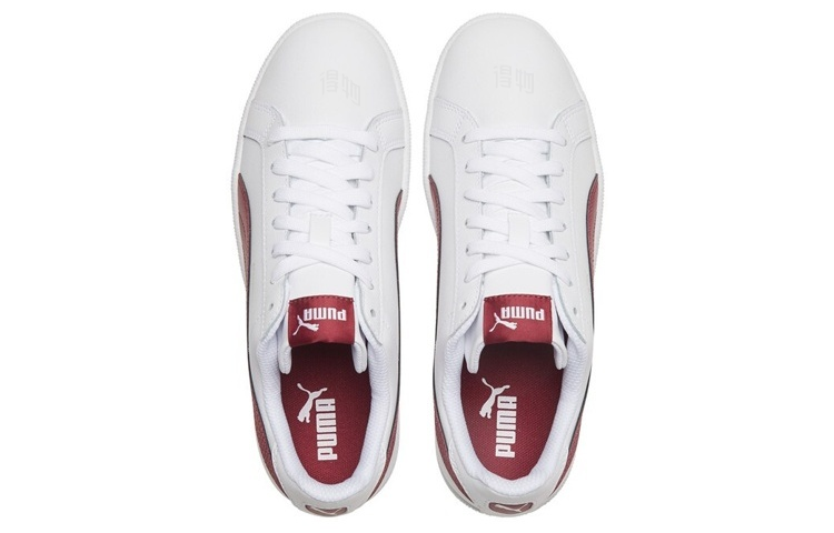 Кеды PUMA Smash Leather (бело-красные) — Белый / красный — фото 3