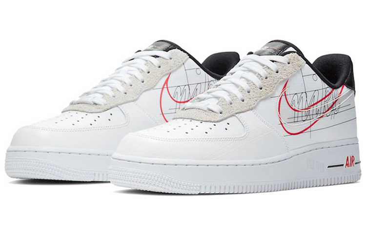 Кеды Nike Air Force 1 Script Swoosh (бело-красные) — Белый — фото 3