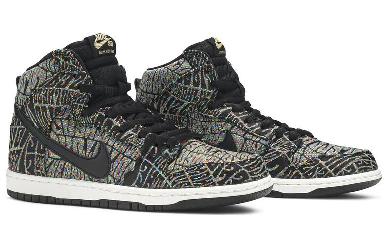 Кеды Nike Dunk SB (черные с разноцветным) — 黑/彩虹色/白/黑 — фото 3