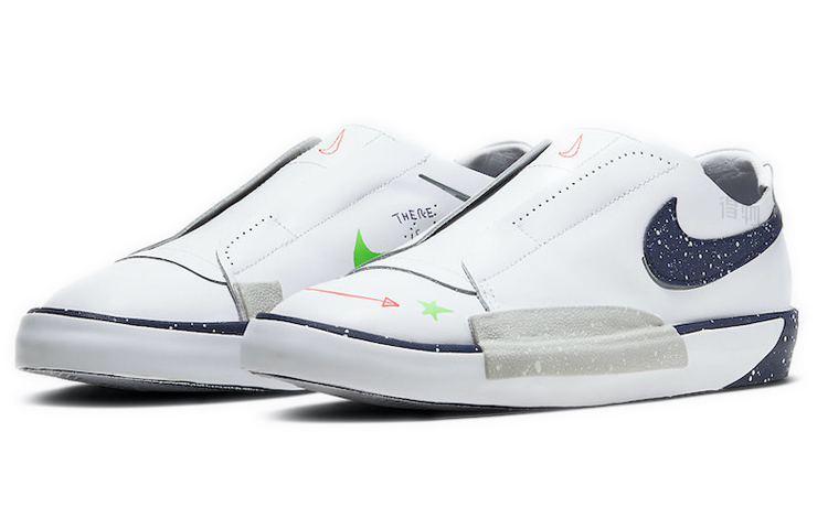 Женские кеды Nike Blazer Slip (бело-синие) — фото 3