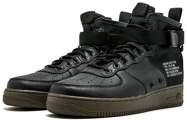 Мужские кроссовки Nike Air Force 1 Black Dark Hazel (черный / черный) — Чёрный / чёрный — фото 3