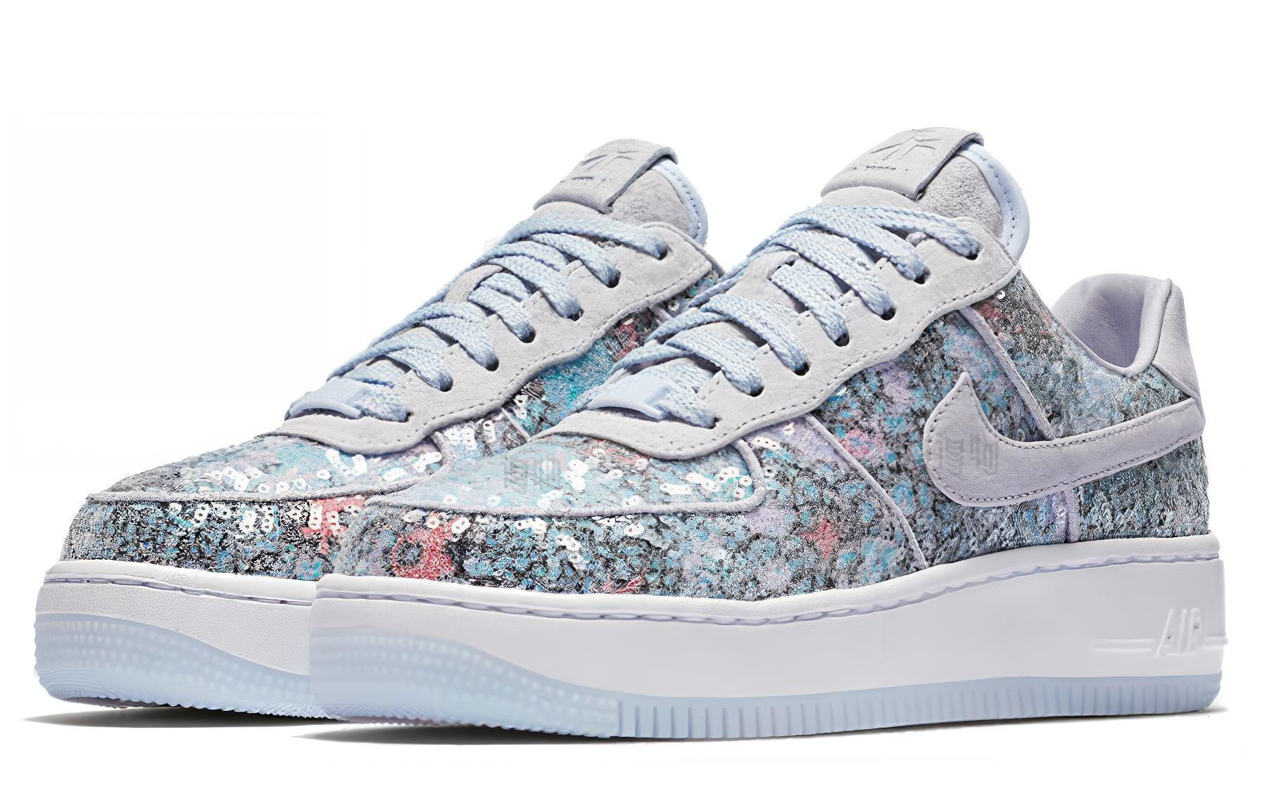 Женские кроссовки Nike Air Force 1 Upstep Glass Slipper (серая) — Белый — фото 3