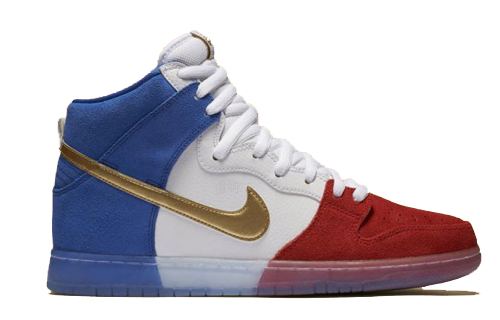 Мужские кроссовки Nike SB Dunk High PRM "Tri-Color" (красно-бело-синие) — фото 2