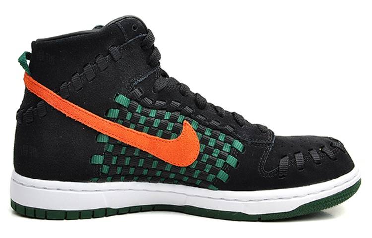 Мужские кеды Nike Dunk Woven Gorge Green (зелено-оранжевый) — 黑/团队橙/峡谷绿 — фото 2