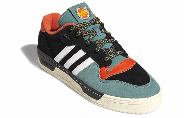 Кеды adidas originals Rivalry Low (зелено-оранжевые) — фото 3