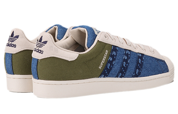 Кеды adidas originals SUPERSTAR (бело-зелено-синий) — Белый / зелёный / синий — фото 3