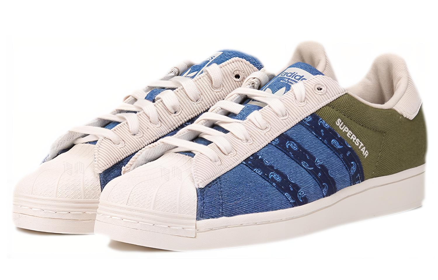 Кеды adidas originals SUPERSTAR (бело-зелено-синий) — Белый / зелёный / синий — фото 2