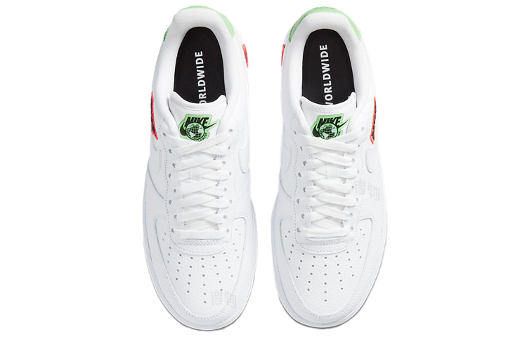 Женские кроссовки Nike Air Force 1 07 SE Worldwide (бело-зелено-оранжевые) — фото 4