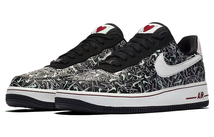 Женские кеды Nike Air Force 1 “valentine’s day” 2020 (черно-зеленый) — фото 3