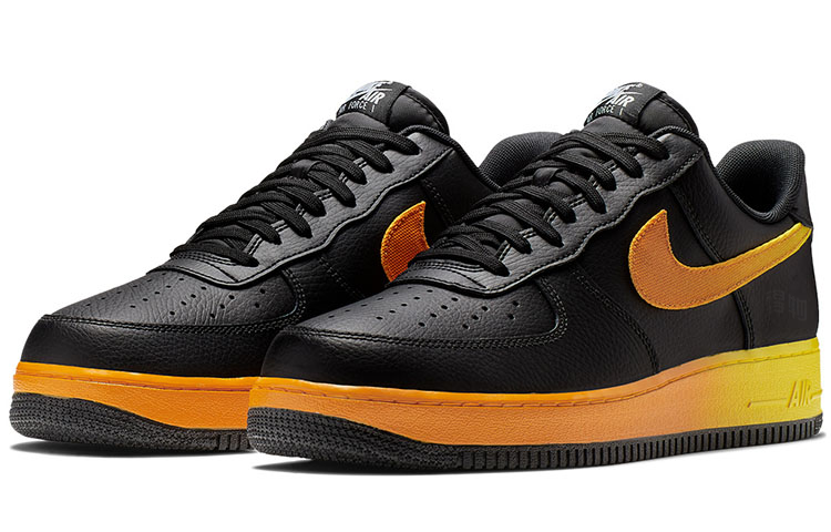 Мужские кроссовки Nike Air Force 1 07 LV8 (оранжево-желтый градиент) — Чёрный / оранжевый / жёлтый — фото 2