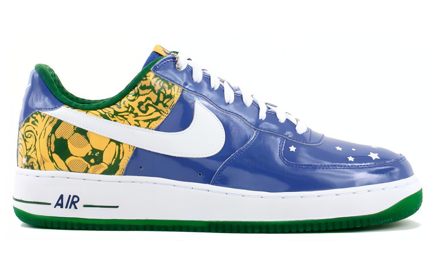Мужские кроссовки Nike Air Force 1 Ronaldinho (сине-бело-желтые) — 皇家/白/玉米/松绿 — фото 2