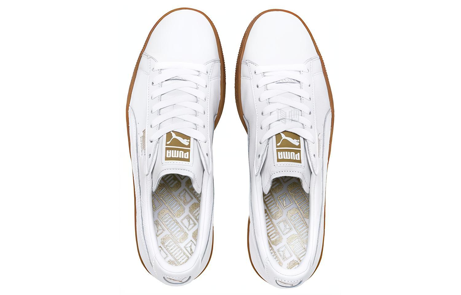 Мужские кеды PUMA Basket Classic Gum Deluxe (бело-золотые) — фото 3
