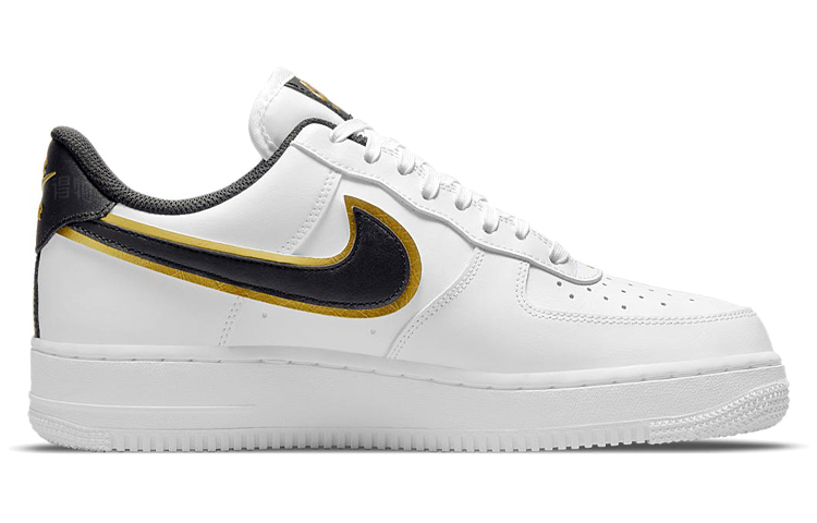 Мужские кроссовки Nike Air Force 1 (бело-черно-золотые) — фото 2