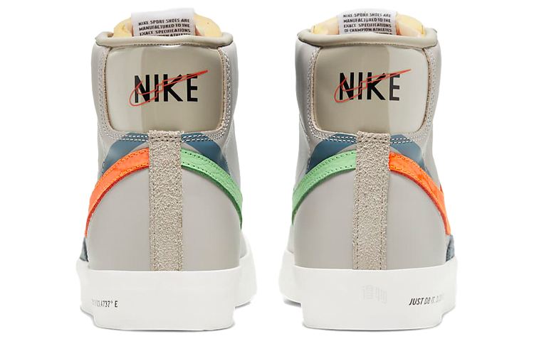 Мужские кеды Nike Blazer 77 (серый / оранжевый / синий) — фото 5