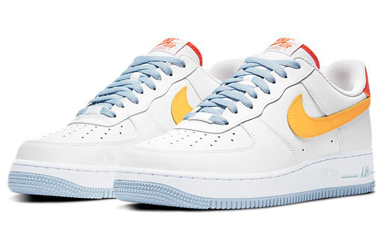 Мужские кроссовки Nike Air Force 1 Be Kind (бело-сине-желтый) — Белый / синий / жёлтый — фото 3