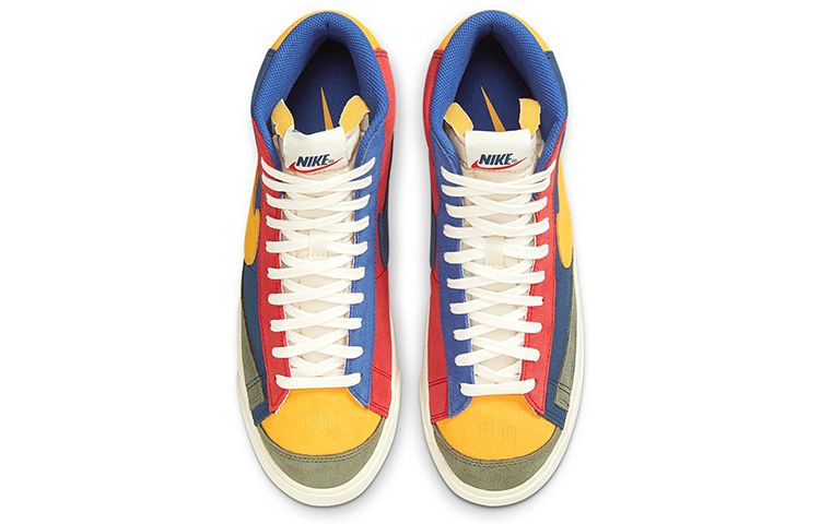 Мужские кеды Nike Blazer 77 vntg we suede (желтый / синий / красный) — Жёлтый / синий / красный — фото 4