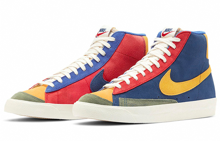 Мужские кеды Nike Blazer 77 vntg we suede (желтый / синий / красный) — Жёлтый / синий / красный — фото 3