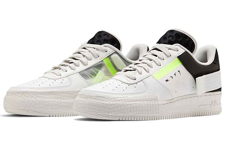 Кеды Nike Air Force 1 Type (бело-черно-желтые) — Белыйчёрныйжёлтый — фото 3