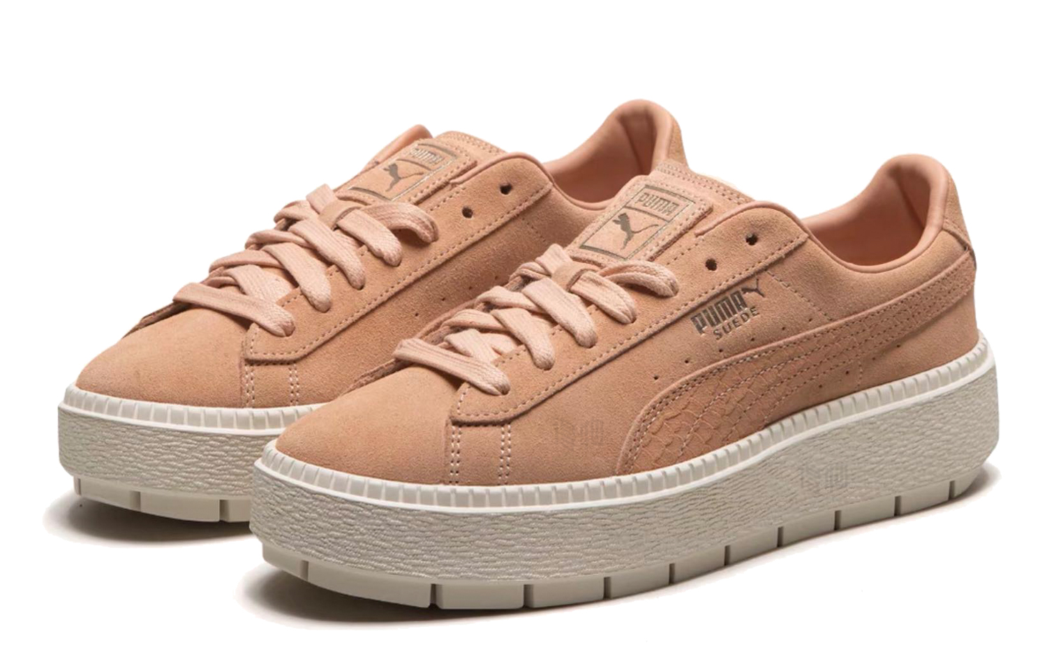 Женские кроссовки PUMA Suede Platform Animal (оранжево-розовые) — фото 2